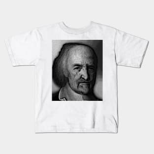 Thomas Hobbes Black and white Portrait | Thomas Hobbes Artwork 2 Kids T-Shirt